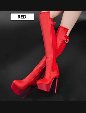 Flirty Girl - Female Plateau Overknee High Heels - Red
