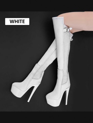 Flirty Girl - Female Plateau Overknee High Heels - White