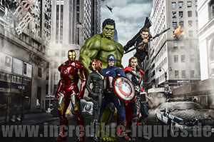 Hulk, Thor, Iron Man, Captain America, Hawkeye und Black Widow